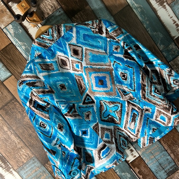 Investments Petites 4P blue shiny 3/4 blazer jacket - Picture 13 of 16